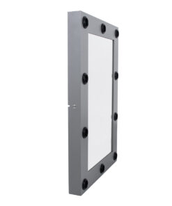 GloboStar® MAKEUP MIRROR-60×90-6 Μοντέρνος Καθρέπτης Μακιγιάζ με Πλαίσιο Φυσικού Ξύλου με Διακόπτη On/Off 10 x E27 AC220-240V – Μ60 x Π7 x Υ90cm – Γκρι Ανθρακί