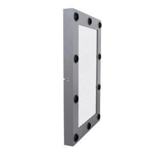 GloboStar® MAKEUP MIRROR-60×90-6 Μοντέρνος Καθρέπτης Μακιγιάζ με Πλαίσιο Φυσικού Ξύλου με Διακόπτη On/Off 10 x E27 AC220-240V – Μ60 x Π7 x Υ90cm – Γκρι Ανθρακί