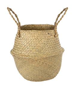 GloboStar® Artificial Garden IBIZA 20197 Διακοσμητικό Ψάθινο Καλάθι – Κασπώ Γλάστρα – Flower Pot Μπεζ Π33cm x Υ40cm