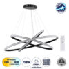 GloboStar® DIAMOND TRIO 61140-DECO Κρεμαστό Φωτιστικό Δαχτυλίδι-Κύκλος LED CCT 150W 18379lm 360° AC 220-240V – Εναλλαγή Φωτισμού μέσω Τηλεχειριστηρίου All In One Ψυχρό 6000k+Φυσικό 4500k+Θερμό 2700k Dimmable Φ60+80+100cm – Μαύρο – 3 Years Warranty