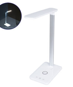 GloboStar® WASP 76532 Μοντέρνο Φωτιστικό Γραφείου Λευκό LED 10 Watt 1000lm DC 5V Αφής & Καλώδιο Τροφοδοσίας USB με Ασύρματη Φόρτιση – Wireless Charger – CCT Θερμό Λευκό 2700K – Φυσικό Λευκό 4500K – Ψυχρό Λευκό 6000K Dimmable