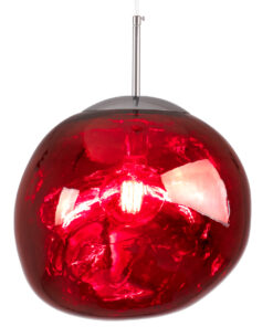 GloboStar® DIXAR 00763 Μοντέρνο Κρεμαστό Φωτιστικό Οροφής Μονόφωτο 1 x E27 Γυάλινο Κόκκινο Φ36 x Υ45cm