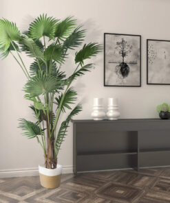 GloboStar® Artificial Garden PALAWAN 20203 Διακοσμητικό Πλεκτό Καλάθι – Κασπώ Γλάστρα – Flower Pot Μπεζ με Λευκό Π25cm x Υ25cm