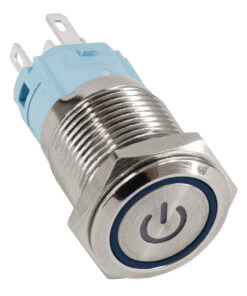 GloboStar® 70788 LED Φωτιζόμενος Διακόπτης Χωνευτός – Μπουτόν PUSH On Ανοξείδωτος DC 12V με Angel Eye Αδιάβροχο Φ18mm IP67 Μπλε