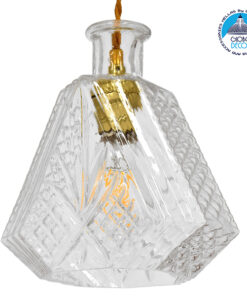 GloboStar® LIQUEUR 01515 Vintage Κρεμαστό Φωτιστικό Οροφής Μονόφωτο 1 x E27 Γυάλινο Διάφανο Φ11 x Υ20cm