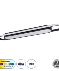 GloboStar® IGOR 61218 Φωτιστικό Οροφής Linear Design LED CCT 48W 5760lm 210° AC 220-240V – Εναλλαγή Φωτισμού μέσω Διακόπτη On/Off All In One Ψυχρό 6000k+Φυσικό 4500k+Θερμό 2700k Μ81 x Π13 x Υ4.5cm – Μαύρο – 3 Years Warranty