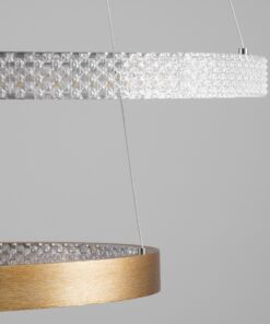 GloboStar® DIAMOND DUO 61151 Κρεμαστό Φωτιστικό Δαχτυλίδι-Κύκλος LED CCT 75W 8743lm 360° AC 220-240V – Εναλλαγή Φωτισμού μέσω Τηλεχειριστηρίου All In One Ψυχρό 6000k+Φυσικό 4500k+Θερμό 2700k Dimmable Φ40+60cm – Χρυσό Βούρτσας – 3 Years Warranty