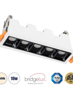 GloboStar® LUMINAR SUPERIOR 60318 Χωνευτό LED Spot Downlight TrimLess 10W 1400lm 36° AC 220-240V IP20 Μ14.8 x Π4.3 x Υ4.5cm – Λευκό με Μαύρο Κάτοπτρο – Φυσικό Λευκό 4500K – Bridgelux High Lumen Chip Gen2 – TÜV Certified Driver – 5 Years Warranty