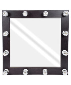 GloboStar® MAKEUP MIRROR-80×80-2 Μοντέρνος Καθρέπτης Μακιγιάζ με Πλαίσιο Φυσικού Ξύλου με Διακόπτη On/Off 12 x E27 AC220-240V – Μ80 x Π7 x Υ80cm – Καφέ Wenge
