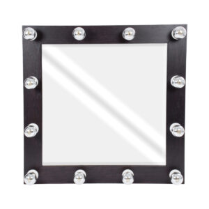 GloboStar® MAKEUP MIRROR-80×80-2 Μοντέρνος Καθρέπτης Μακιγιάζ με Πλαίσιο Φυσικού Ξύλου με Διακόπτη On/Off 12 x E27 AC220-240V – Μ80 x Π7 x Υ80cm – Καφέ Wenge