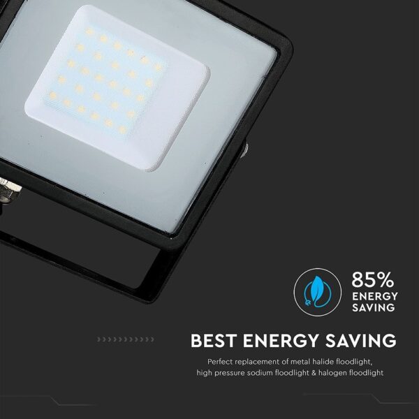 LED Προβολέας 30W V-TAC PRO Samsung Chip Μαύρος 100° 2400lm Μαύρος Αδιάβροχος IP65 Θερμό Λευκό 3000K – 400