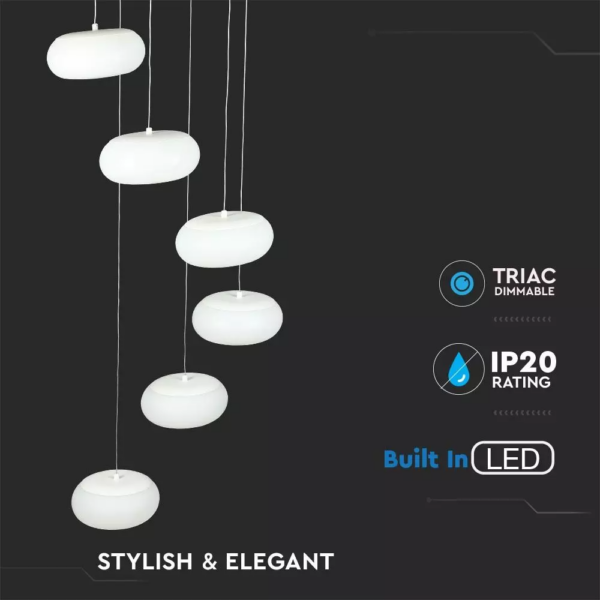 LED πολυέλαιος 76W Λευκό 3000K Θερμό λευκό Triac Dimmable V-TAC – 40011