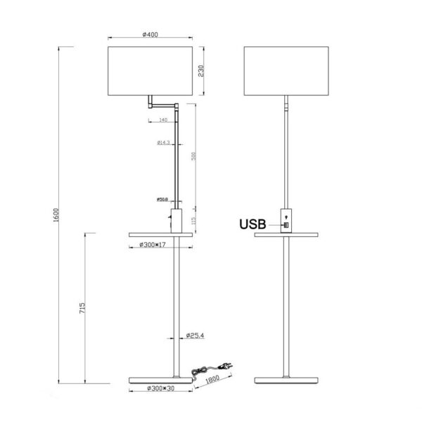 Φωτιστικό Δαπέδου Trio Lighting E27 Μαύρο Ματ Μεταλλικό  400400132