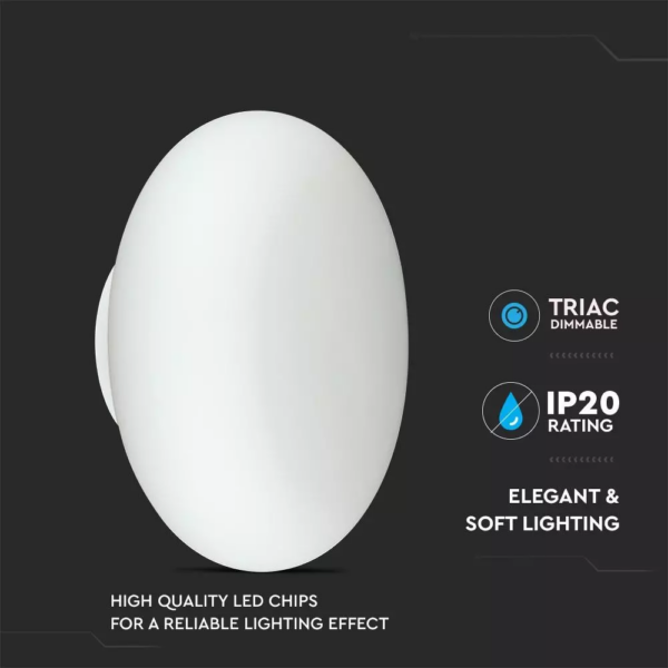 LED επιτοίχιο/πλαφονιέρα φωτιστικό 38W Λευκό 3000K Θερμό λευκό Triac Dimmable V-TAC – 40061