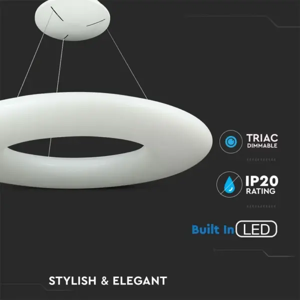 LED κρεμαστό φωτιστικό οροφής 105W Θερμό  3000K λευκό σώμα Dimmable V-TAC – 40101