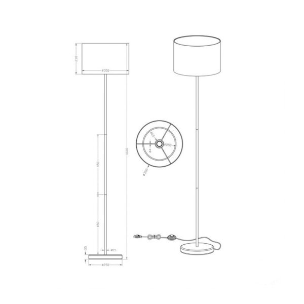 Φωτιστικό Δαπέδου Trio Lighting   E27 Νίκελ Ματ Μεταλλικό  401100101