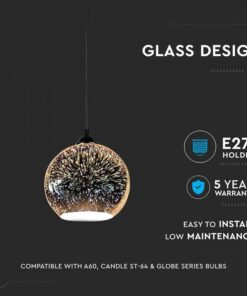 Κρεμαστό Φωτιστικό Οροφής Γυαλί με 3D γυαλί σώμα Ø250 V-TAC – 40131