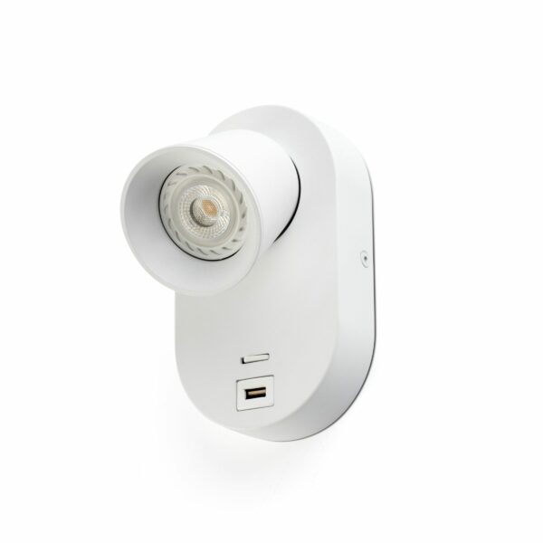 CORB W/LAMP WHITE GU10 + USB FARO - 40135