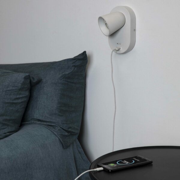 CORB W/LAMP WHITE GU10 + USB FARO – 40135