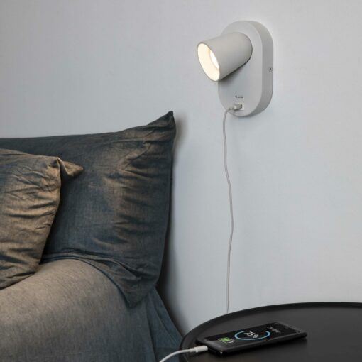 CORB W/LAMP WHITE GU10 + USB FARO – 40135