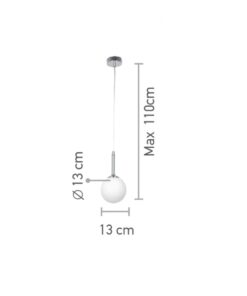 InLight Κρεμαστό φωτιστικό από χρυσαφί μέταλλο και λευκή οπαλίνα 1XG9 D:13cm (4016-1)