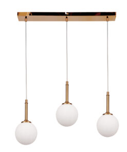 InLight Κρεμαστό φωτιστικό από χρυσαφί μέταλλο και λευκή οπαλίνα 3XG9 D:60cm (4016-3-RAIL)