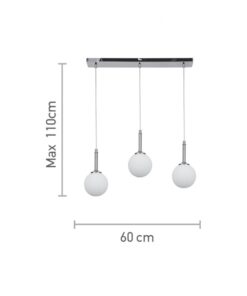 InLight Κρεμαστό φωτιστικό από χρυσαφί μέταλλο και λευκή οπαλίνα 3XG9 D:60cm (4016-3-RAIL)