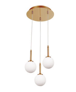 InLight Κρεμαστό φωτιστικό από χρυσαφί μέταλλο και λευκή οπαλίνα 3XG9 D:30cm (4016-3-ROSETTE)