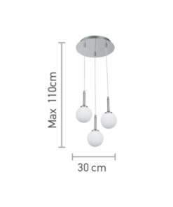 InLight Κρεμαστό φωτιστικό από χρυσαφί μέταλλο και λευκή οπαλίνα 3XG9 D:30cm (4016-3-ROSETTE)