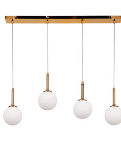 InLight Κρεμαστό φωτιστικό από χρυσαφί μέταλλο και λευκή οπαλίνα 4XG9 D:80cm (4016-4-RAIL)
