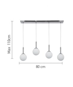 InLight Κρεμαστό φωτιστικό από χρυσαφί μέταλλο και λευκή οπαλίνα 4XG9 D:80cm (4016-4-RAIL)