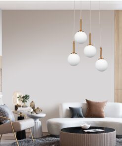 InLight Κρεμαστό φωτιστικό από χρυσαφί μέταλλο και λευκή οπαλίνα 4XG9 D:30cm (4016-4-ROSETTE)