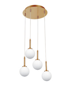 InLight Κρεμαστό φωτιστικό από χρυσαφί μέταλλο και λευκή οπαλίνα 4XG9 D:30cm (4016-4-ROSETTE)