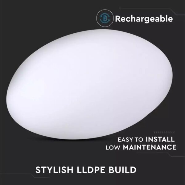LED φωτιστικό οβάλ σχήμα πέτρας 1W επαναφορτιζόμενη V-TAC RGB IP67 – 40171