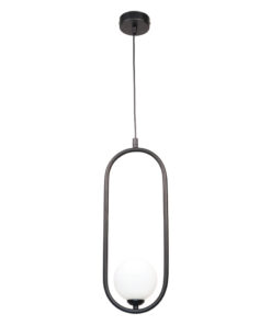 InLight Κρεμαστό φωτιστικό σε μαύρη απόχρωση και λευκή οπαλίνα 1XG9 D:40cm (4021-BL)