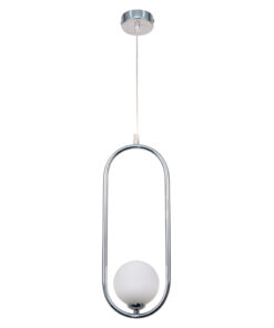 InLight Κρεμαστό φωτιστικό σε χρώμιο απόχρωση και λευκή οπαλίνα 1XG9 D:40cm (4022-CH)