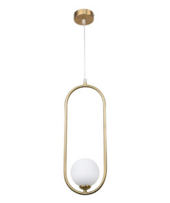 InLight Κρεμαστό φωτιστικό σε χρυσαφί χρώμα και λευκή οπαλίνα 1XG9 D:40cm (4022-GL)