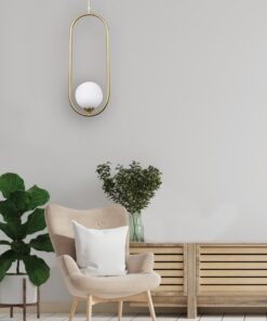 InLight Κρεμαστό φωτιστικό σε χρυσαφί χρώμα και λευκή οπαλίνα 1XG9 D:40cm (4022-GL)