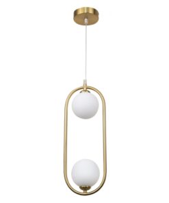 InLight Κρεμαστό φωτιστικό σε χρυσαφί χρώμα και λευκή οπαλίνα 2XG9 D:40cm (4023-GL)