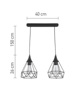 InLight Κρεμαστό φωτιστικό από μαύρο μέταλλο 2XE27 D:40cm (4024-2-BL-RAIL)