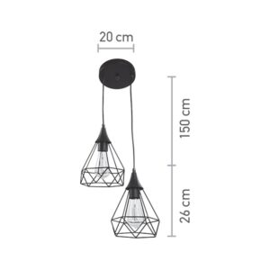 InLight Κρεμαστό φωτιστικό από μαύρο μέταλλο 2XE27 D:20cm (4024-2-BL-ROSETTE)
