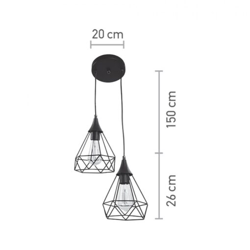 InLight Κρεμαστό φωτιστικό από μαύρο μέταλλο 2XE27 D:20cm (4024-2-BL-ROSETTE)