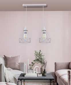 InLight Κρεμαστό φωτιστικό από λευκό μέταλλο 2XE27 D:40cm (4024-2-WH-RAIL)