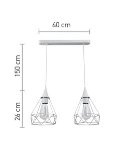 InLight Κρεμαστό φωτιστικό από λευκό μέταλλο 2XE27 D:40cm (4024-2-WH-RAIL)