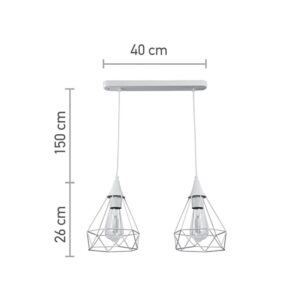 InLight Κρεμαστό φωτιστικό από λευκό μέταλλο 2XE27 D:40cm (4024-2-WH-RAIL)