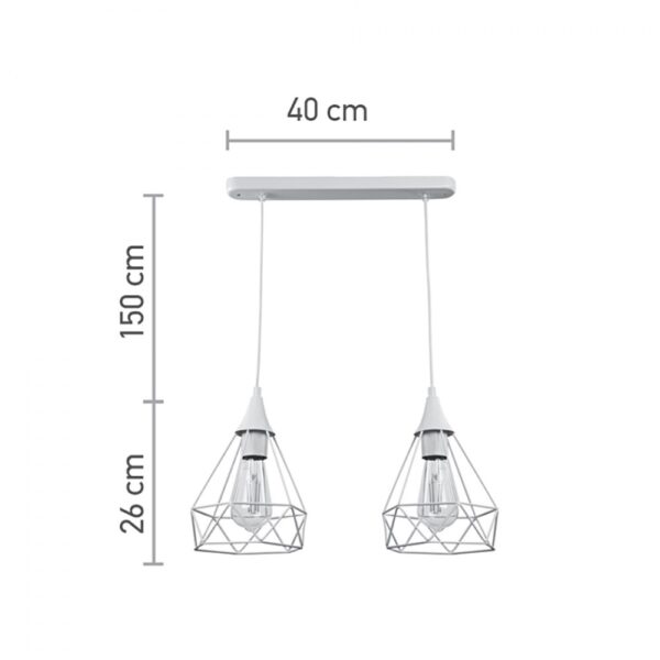 InLight Κρεμαστό φωτιστικό από λευκό μέταλλο 2XE27 D:40cm (4024-2-WH-RAIL)