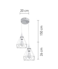 InLight Κρεμαστό φωτιστικό από λευκό μέταλλο 2XE27 D:20cm (4024-2-WH-ROSETTE)
