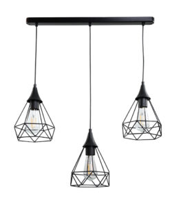 InLight Κρεμαστό φωτιστικό από μαύρο μέταλλο 3XE27 D:60cm (4024-3-BL-RAIL)