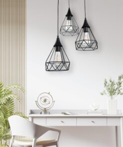 InLight Κρεμαστό φωτιστικό από λευκό μέταλλο 3XE27 D:30cm (4024-3-WH-ROSETTE)