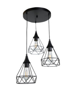 InLight Κρεμαστό φωτιστικό από μαύρο μέταλλο 3XE27 D: 30cm (4024-3-BL-ROSETTE)